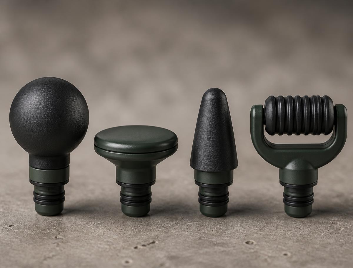 The four interchangeable click-lock Lumbar massage heads